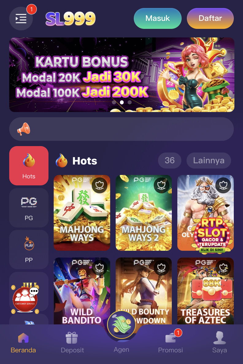 SL999 Apps — navigasi aplikasi
