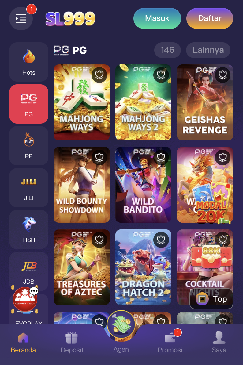 SL999 Apps — pilihan kategori
